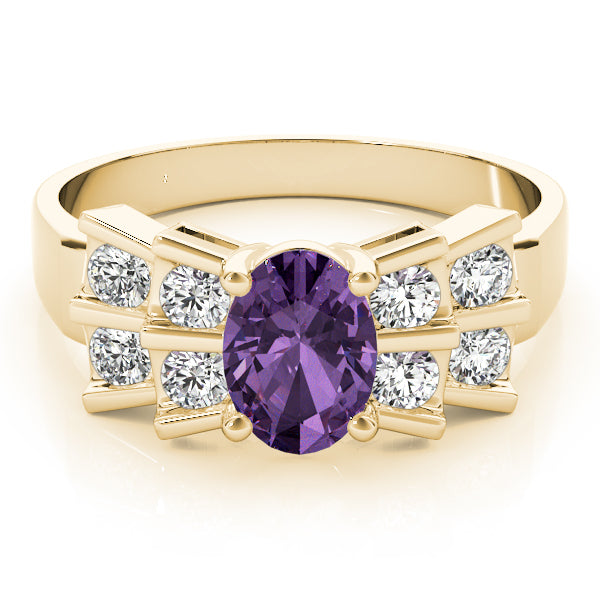 14K Yellow Gold Oval Diamond Fashion Ring