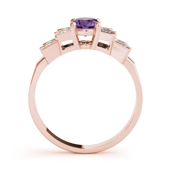 14K Rose Gold Diamond Oval Fashion Ring
