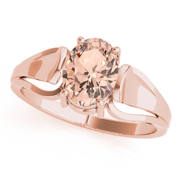 14K Rose Gold Oval Diamond Fashion Ring
