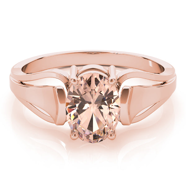14K Rose Gold Oval Diamond Fashion Ring