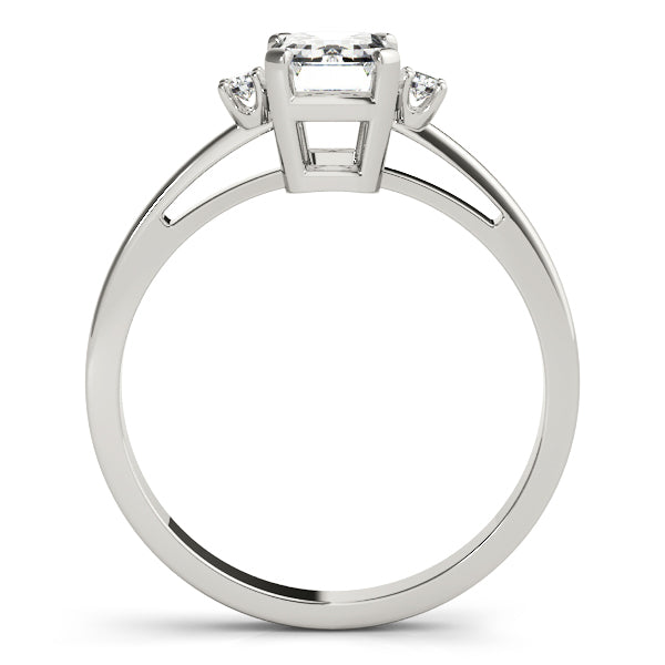 14K White Gold Diamond & Emerald Fashion Ring