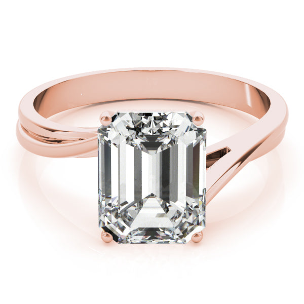 14K Rose Gold Emerald Diamond Fashion Ring
