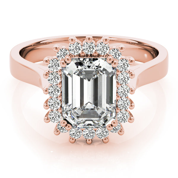 Rose Gold Emerald & Round Diamond Fashion Ring