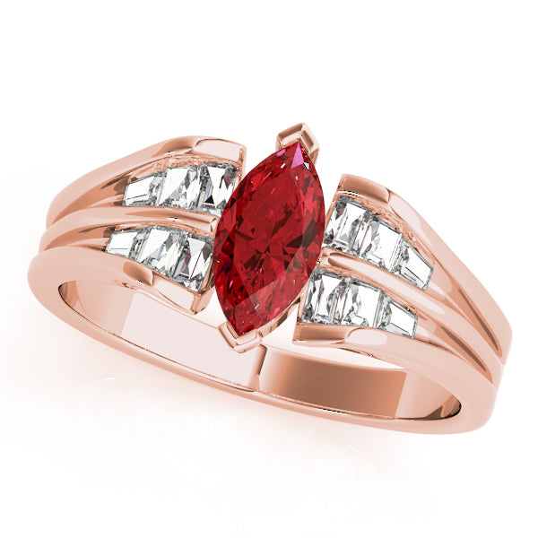 Rose Gold Marquise Diamond Fashion Statement Ring