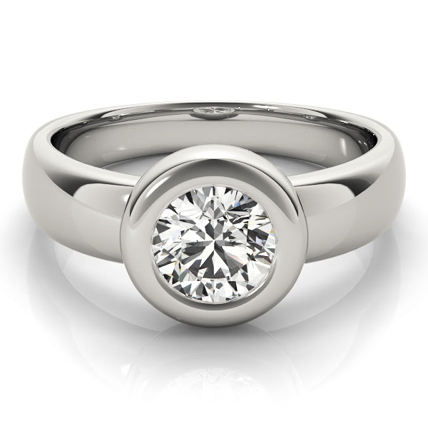 Contemporary Bezel-Set Round Diamond Solitaire Engagement Ring