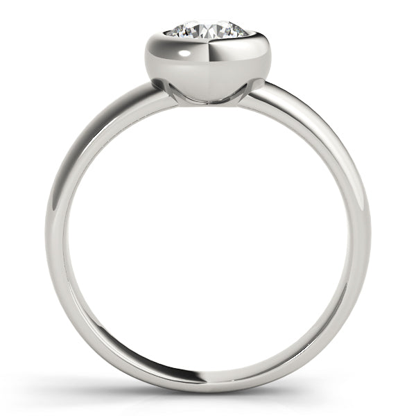 Contemporary Round Bezel-Set Wide Solitaire Diamond Engagement Ring