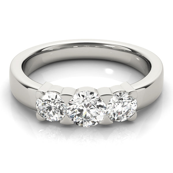 Round Three-Stone Wide Solitaire Diamond Engagement Ring