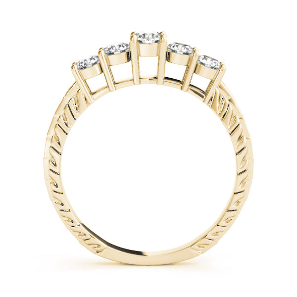 18K Yellow Gold Round Diamond Wedding Ring