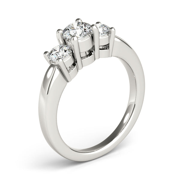 14K White Gold 2 CT Diamond Three-Stone Engagement Ring