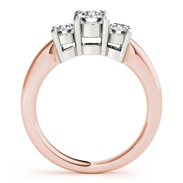Rose Gold 3/4 ct Diamond Three-Stone Engagement Ring