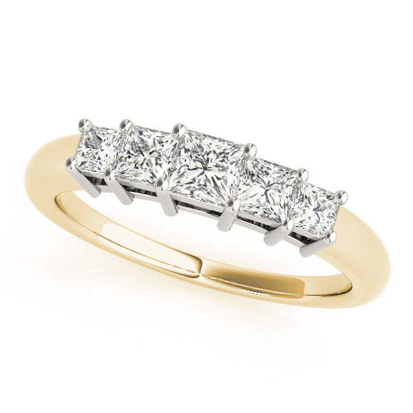 14K Yellow Gold Square Diamond Wedding Ring