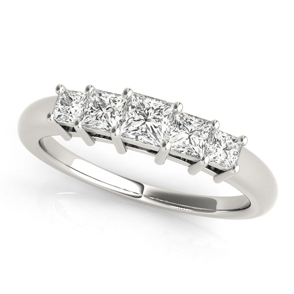 14K White Gold Square Diamond Wedding Ring