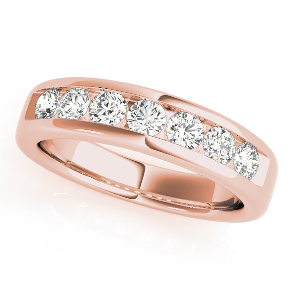 14K Rose Gold Round Diamond Wedding Ring