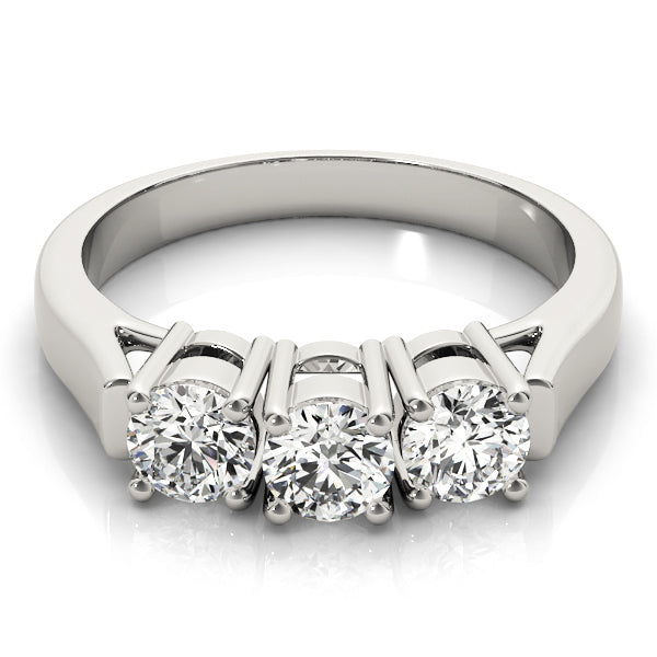 Round Three-Stone High-Set Basket Diamond Engagement Ring