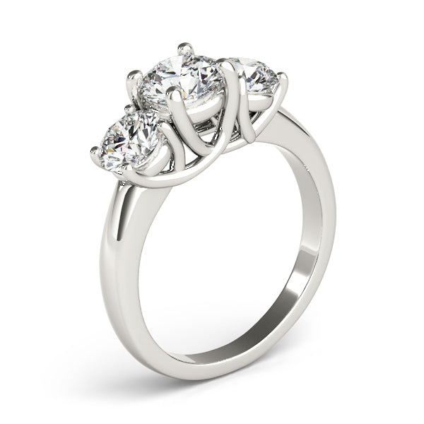 Round Three-Stone Diamond High-Set Trellis Engagement Ring