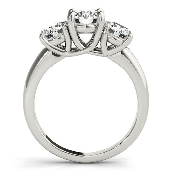 Round Three-Stone Diamond High-Set Trellis Engagement Ring