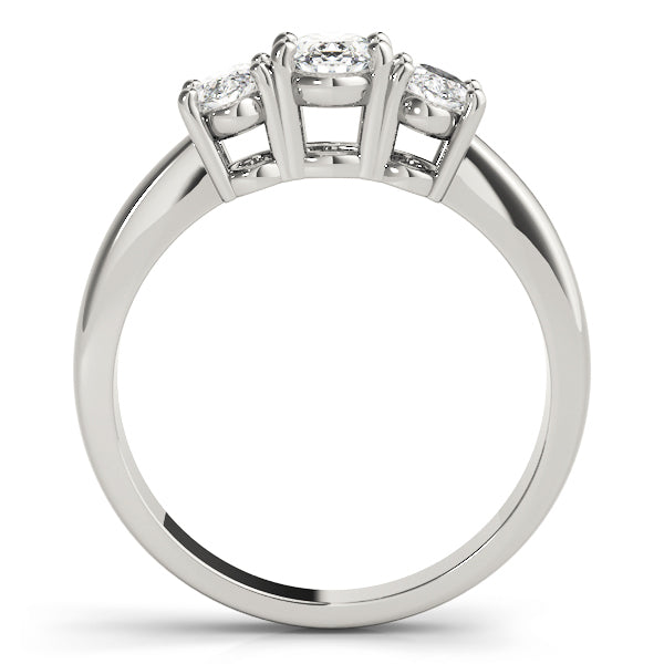 Contemporary Oval Three-Stone Basket Diamond Engagement Ring