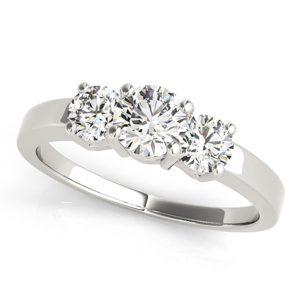 1/2 CT Round Three-Stone Basket Solitaire Diamond Engagement Ring