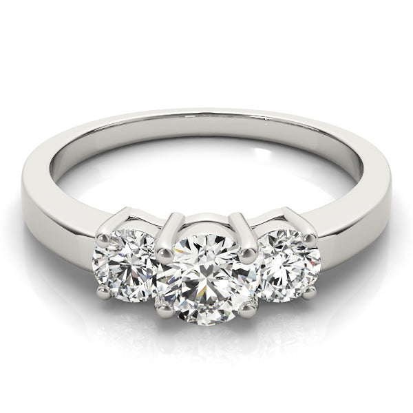 1/2 CT Round Three-Stone Basket Solitaire Diamond Engagement Ring