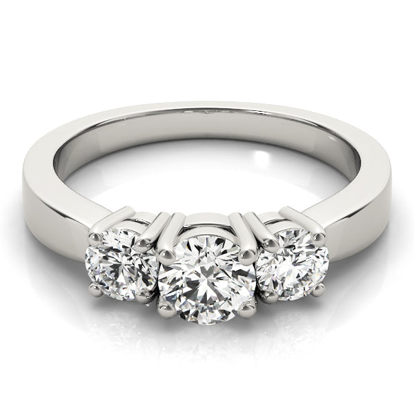 18K White Gold 1 ct Diamond Three-Stone Engagement Ring