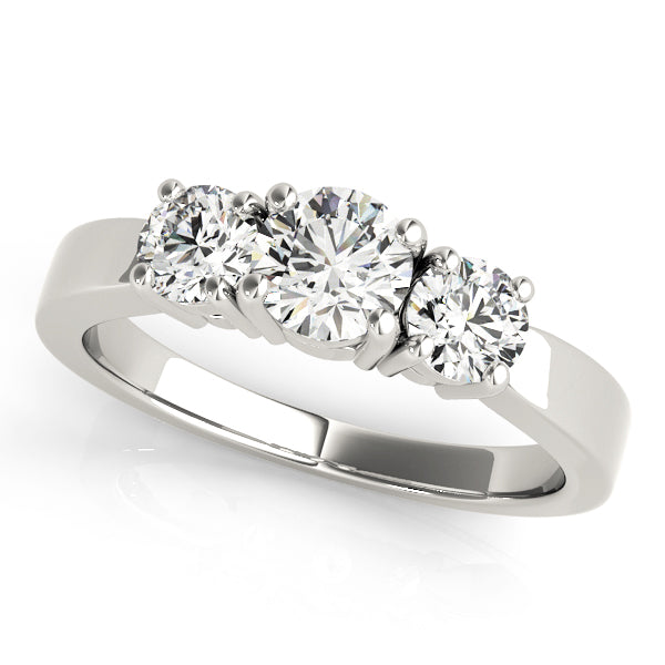 Platinum 1 CT Round Diamond Three-Stone Engagement Ring