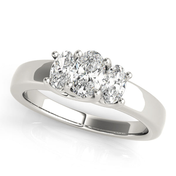 Oval Three-Stone Trellis Solitaire Diamond Engagement Ring