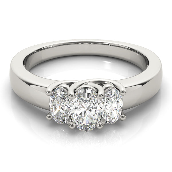 Oval Three-Stone Trellis Solitaire Diamond Engagement Ring