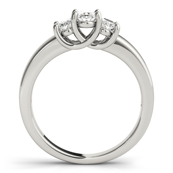 Oval Three-Stone Trellis Solitaire Diamond Engagement Ring