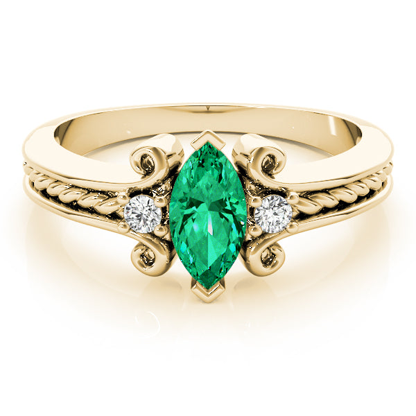 14K Yellow Gold Marquise Diamond Fashion Ring