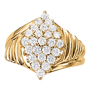 14K White Gold Lab Diamond Cluster Ring