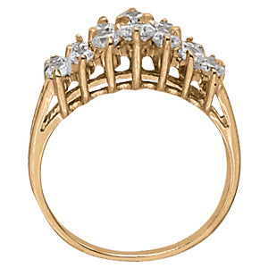 White Platinum Diamond Pyramid Fashion Ring