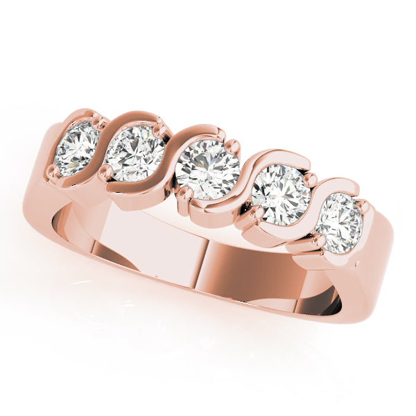 18K Rose Gold 5-Stone Diamond Wedding Ring