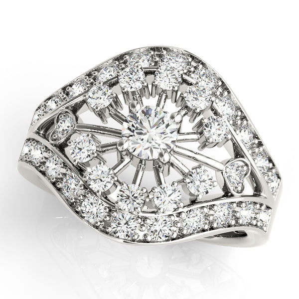 18K White Gold Multi-Diamond Right Hand Ring