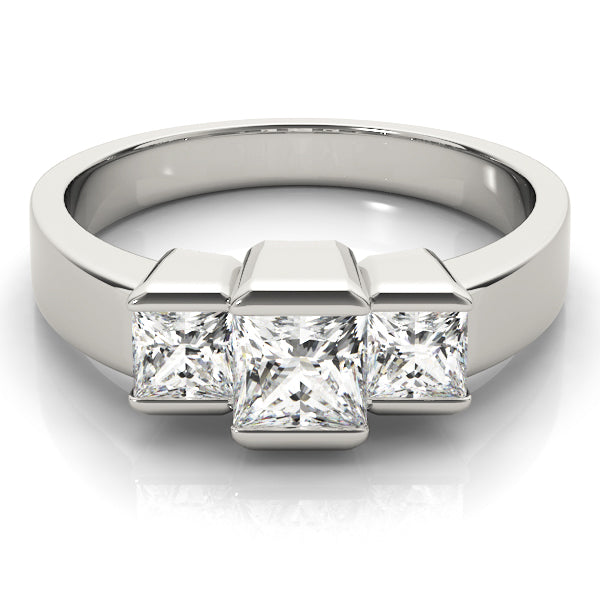 14K White Gold 1.12 ctw Square Diamond Engagement Ring