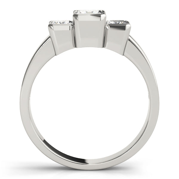 Platinum 1.12 CT Square Diamond Three Stone Ring