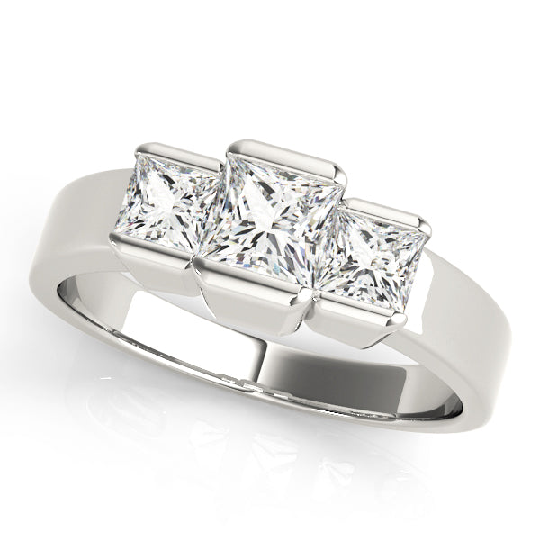 Platinum 1.12 CT Square Diamond Three Stone Ring