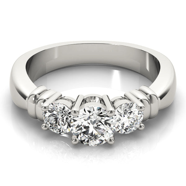 Contemporary Round Three-Stone Solitaire Diamond Engagement Ring