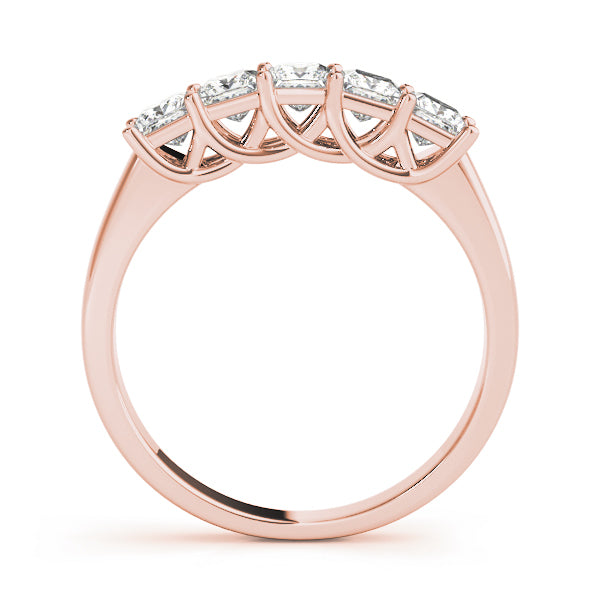18K Rose Gold Square Diamond Wedding Ring