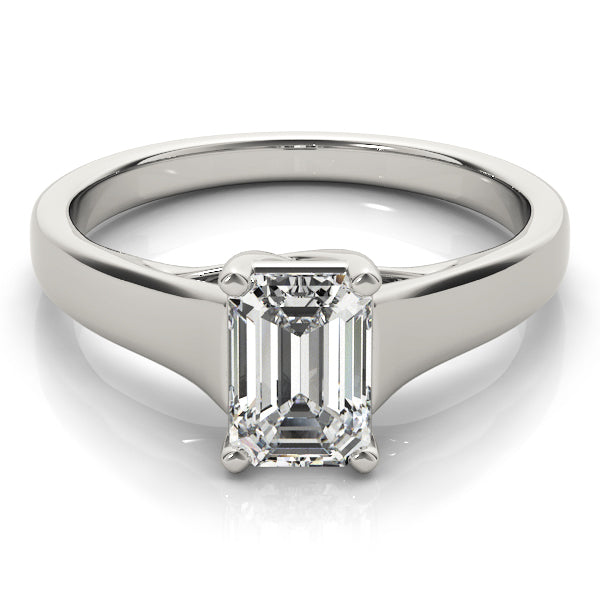 14K White Gold 1 CT Emerald Diamond Engagement Ring
