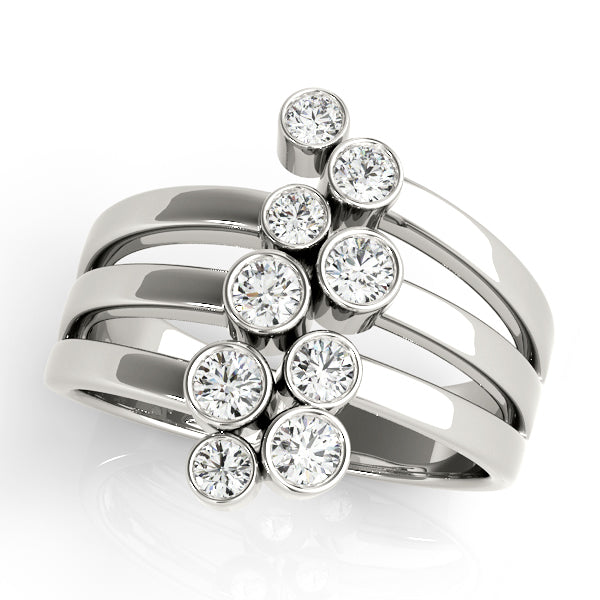 Platinum White Diamond Right Hand Fashion Ring