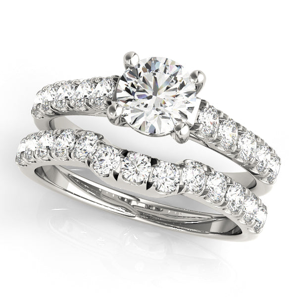 Round Trellis Cathedral Pave Diamond Engagement Ring