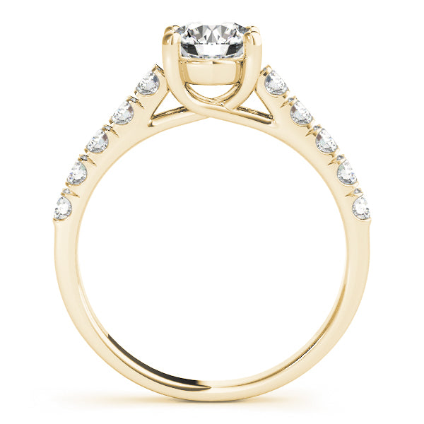 18K Yellow Gold Round Diamond Engagement Ring - Trellis