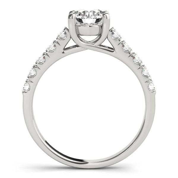 Round Trellis Cathedral Pave Diamond Engagement Ring