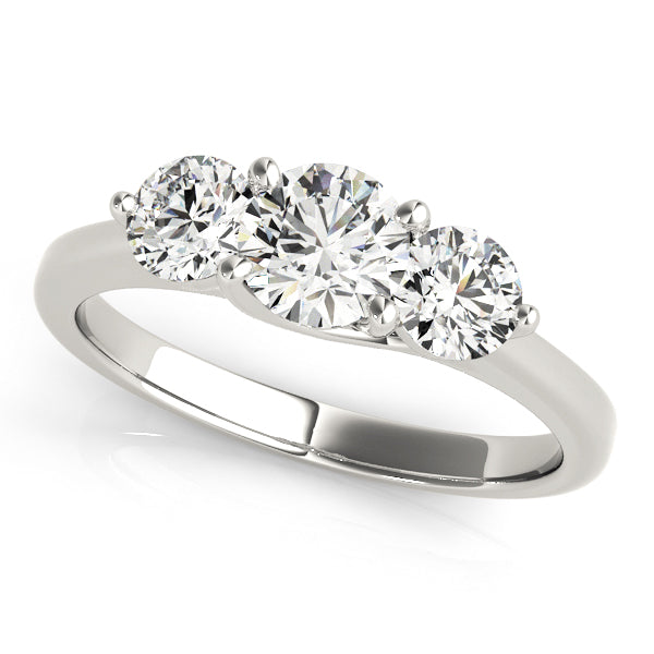 Round Three-Stone Trellis Solitaire Diamond Engagement Ring