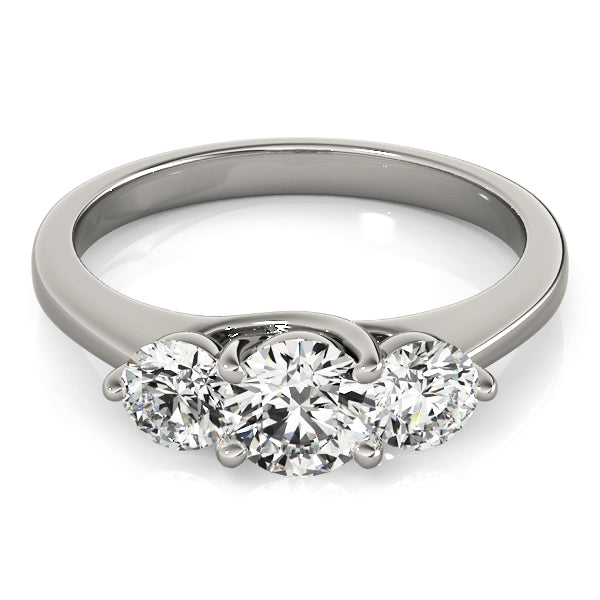 Round Three-Stone Trellis Solitaire Diamond Engagement Ring