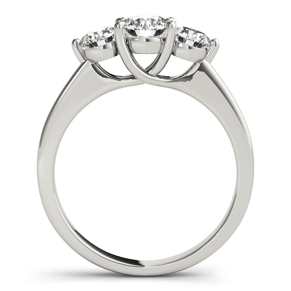 Round Three-Stone Trellis Solitaire Diamond Engagement Ring