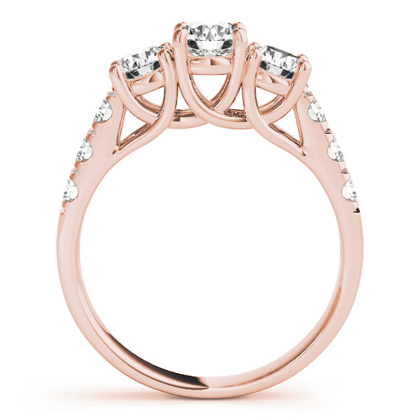 18K Rose Gold 1 ct Diamond Three-Stone Engagement Ring