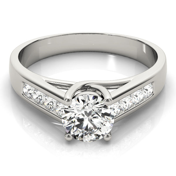 Round Cathedral Trellis Channel-Set Diamond Engagement Ring