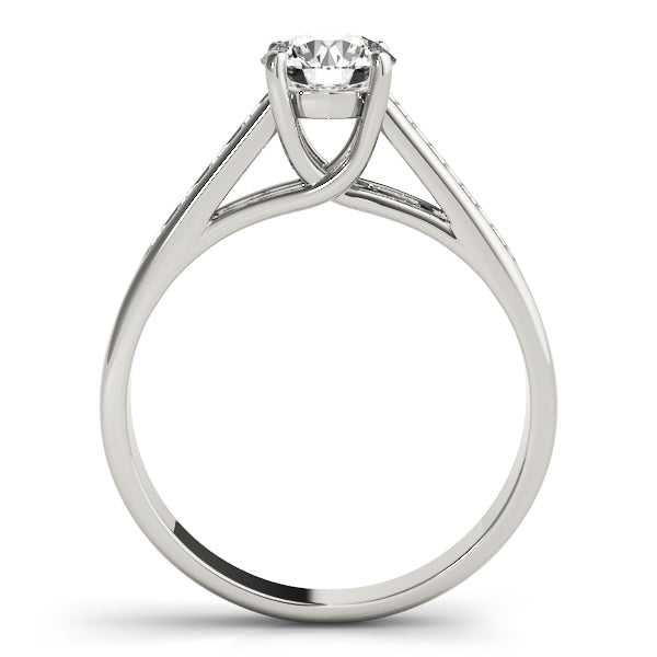 Round Cathedral Trellis Channel-Set Diamond Engagement Ring