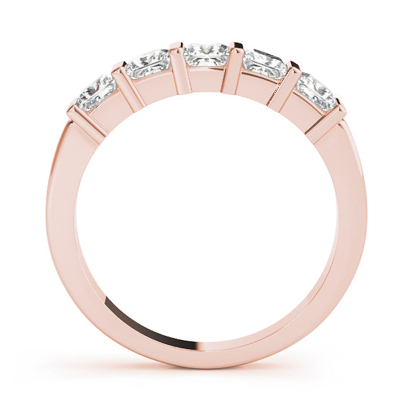 18K Rose Gold Square Diamond Wedding Ring